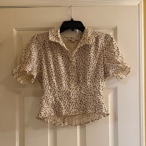 American Eagle Outfitters Cream Floral Blouse